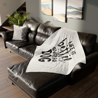Dog Lover's Soft Polyester Blanket - 'Life is Better with a Dog' - Purrfect Pet Haven