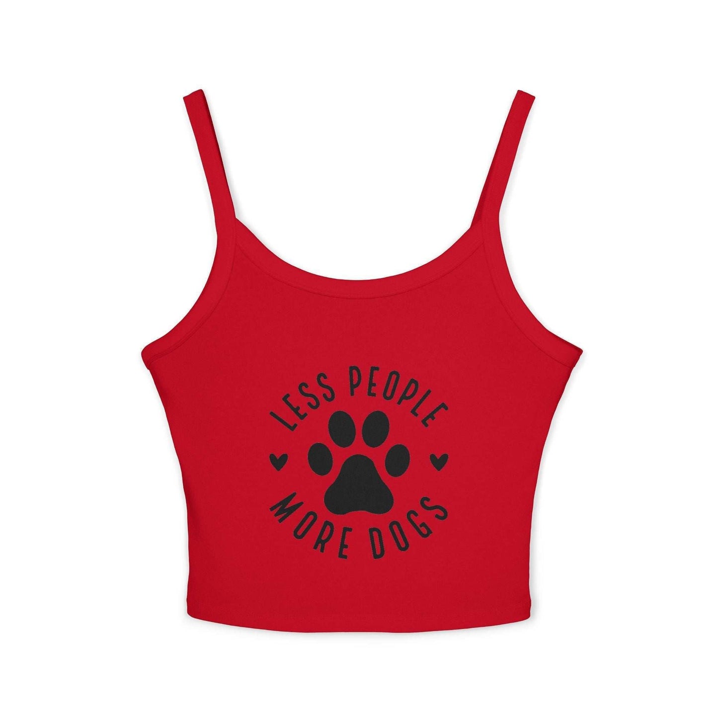 "Less People, More Dogs" Women's Spaghetti Strap Tank Top - Perfect for Dog Lovers | Purrfect Pet Haven
