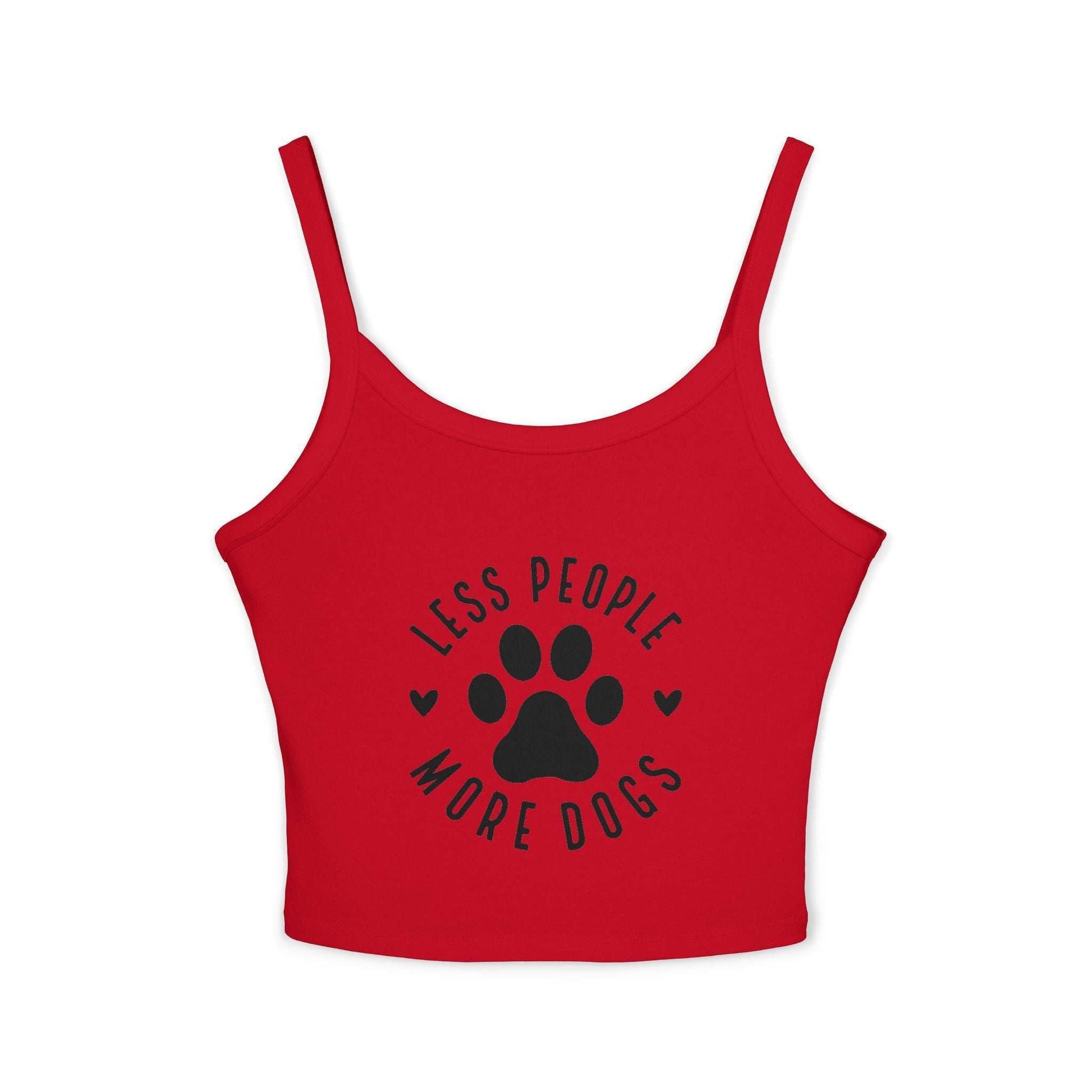 "Less People, More Dogs" Women's Spaghetti Strap Tank Top - Perfect for Dog Lovers | Purrfect Pet Haven