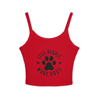 "Less People, More Dogs" Women's Spaghetti Strap Tank Top - Perfect for Dog Lovers | Purrfect Pet Haven
