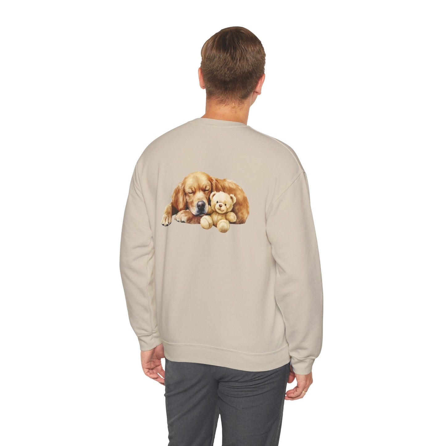 Baby Golden Retriever Crewneck - Nap with Teddy Bear - Purrfect Pet Haven