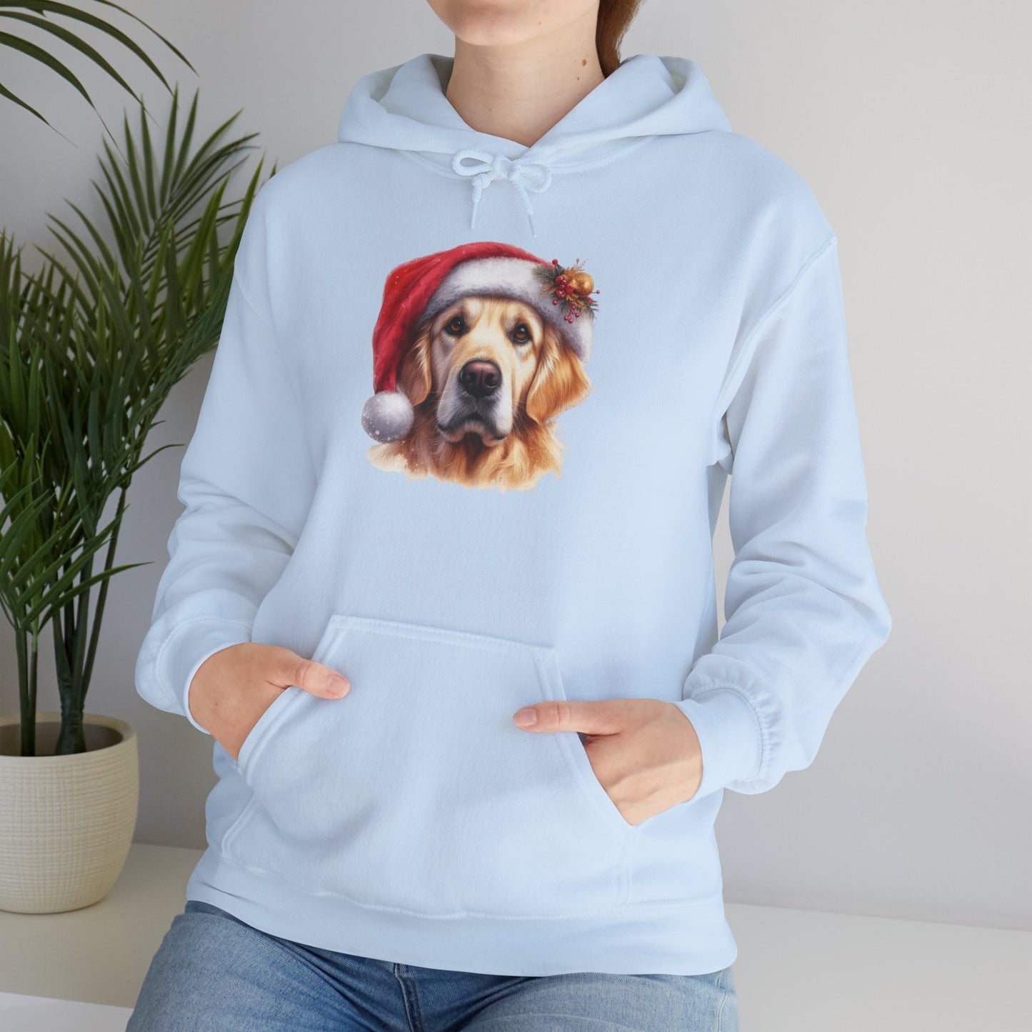 Christmas Hoodie - Golden Retriever in Santa Hat - Purrfect Pet Haven