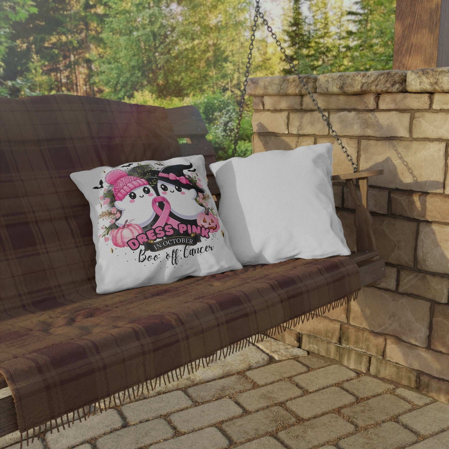 Breast Cancer Awareness Halloween Pillow - Boo Off Cancer - Purrfect Pet Haven