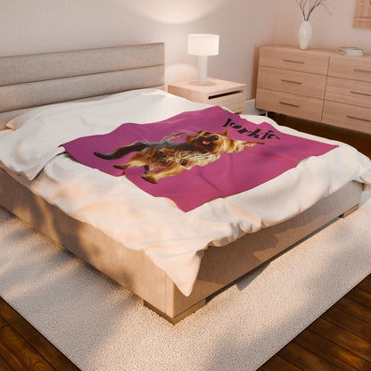 Yorkie Plush Blanket - Soft Velveteen Throw for Dog Lovers - Purrfect Pet Haven