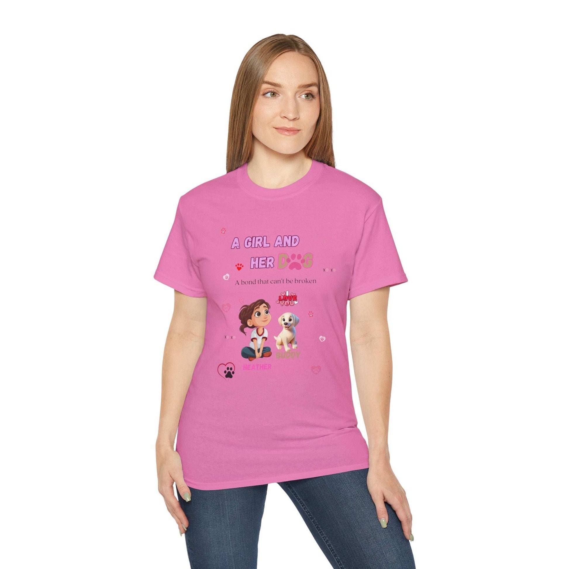 Girl and Her Dog Unisex Tee | Cute Pet Lover Shirt | Personalized Gift - Purrfect Pet Haven