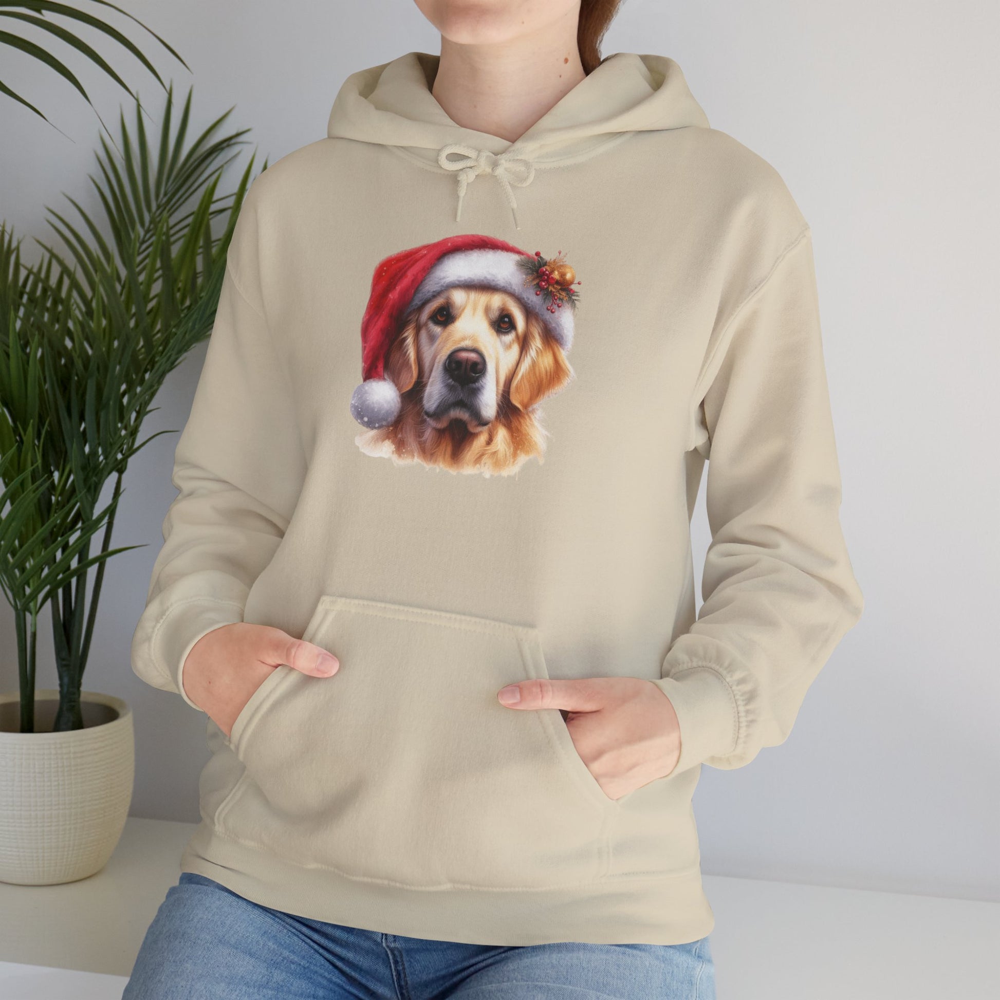 Christmas Hoodie - Golden Retriever in Santa Hat - Purrfect Pet Haven