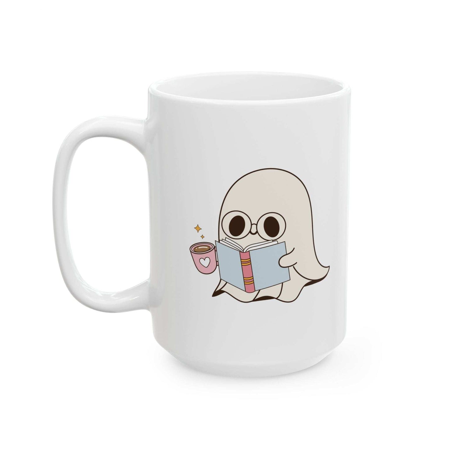 Cute Ghost Ceramic Mug | Coffee Cup for Book Lovers | Halloween Decor | Gift for Readers - Purrfect Pet Haven