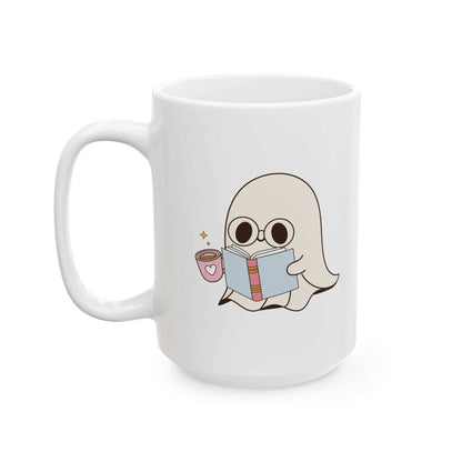 Cute Ghost Ceramic Mug | Coffee Cup for Book Lovers | Halloween Decor | Gift for Readers - Purrfect Pet Haven