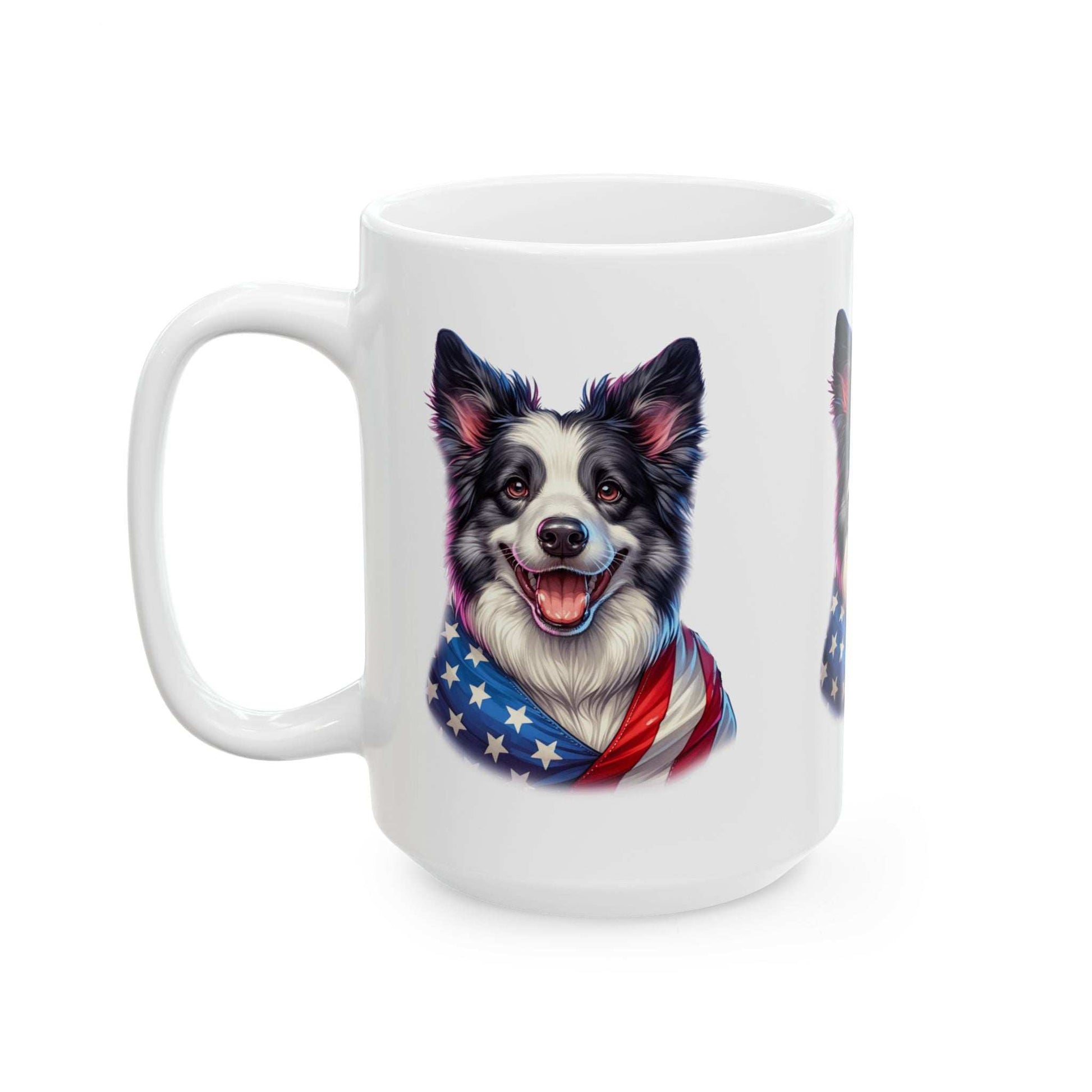 Border Collie Patriotic Dog Ceramic Mug - 11oz & 15oz | Purrfect Pet Haven