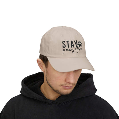 Stay Pawsitive Embroidered Dad Cap - Inspirational Pet Lover Baseball Hat - Purrfect Pet Haven