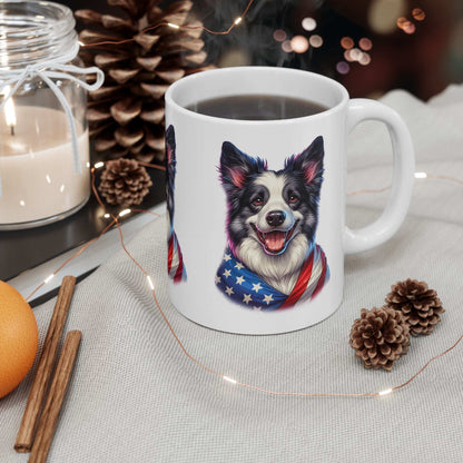 Border Collie Patriotic Dog Ceramic Mug - 11oz & 15oz | Purrfect Pet Haven