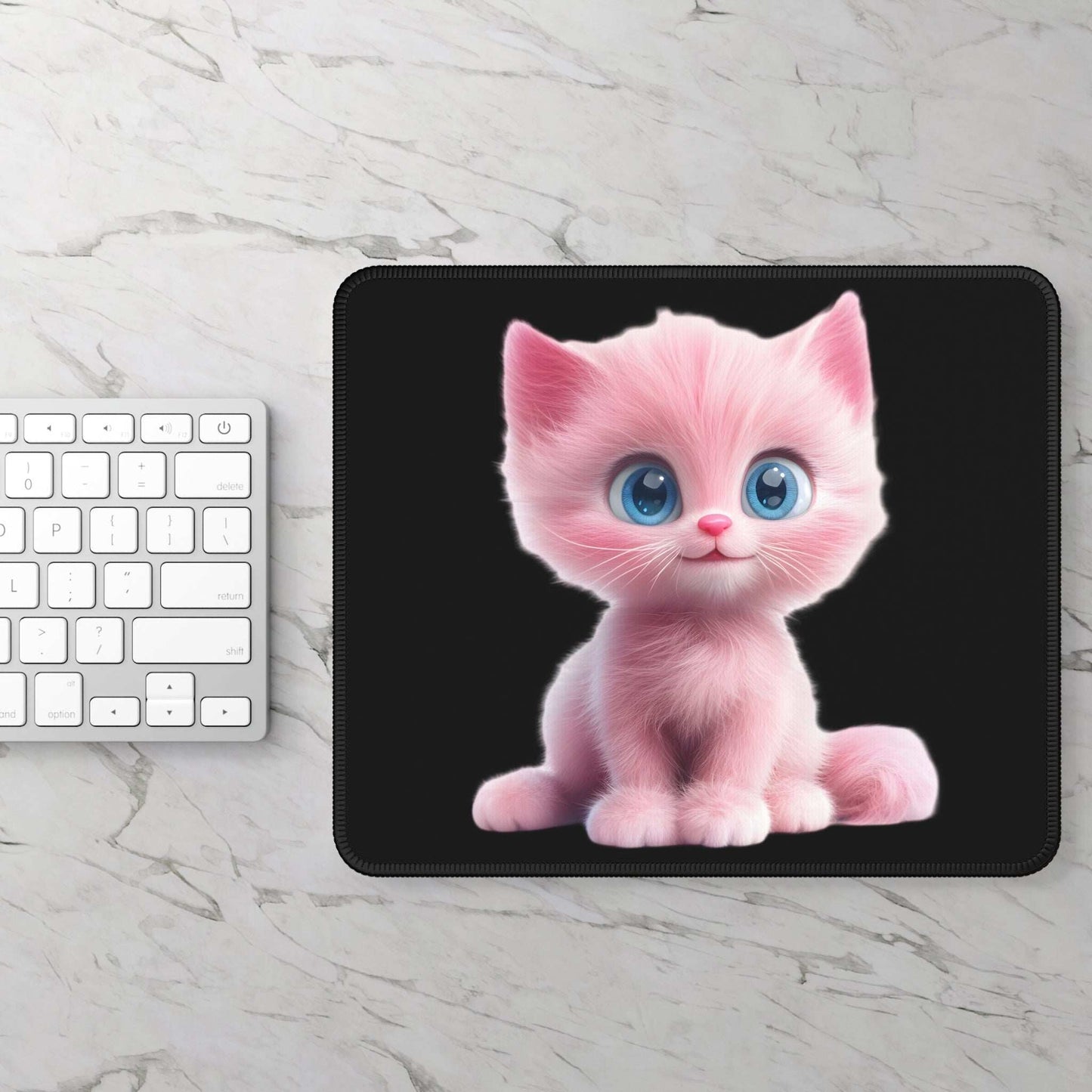 Cute Pink Cat Gaming Mouse Pad - Adorable Desk Accessory for Animal Lovers - Purrfect Pet Haven