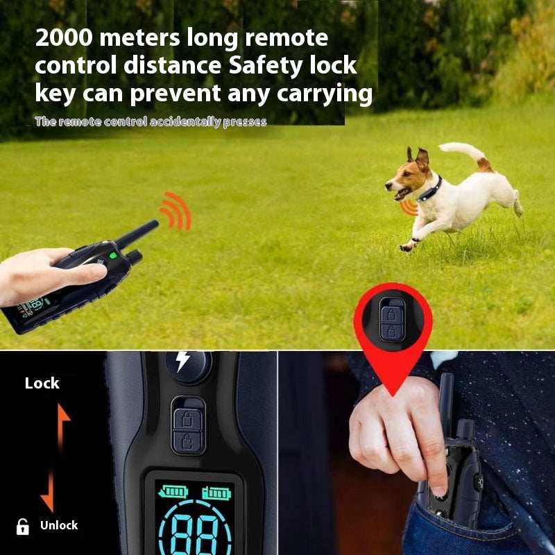 Color Screen Dog Trainer Super Long Remote Control Waterproof Dual Power Display Electric Shock Collar - Purrfect Pet Haven