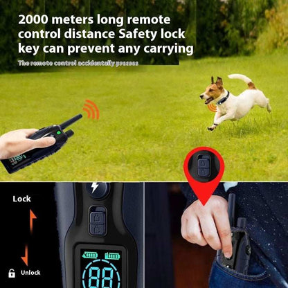 Color Screen Dog Trainer Super Long Remote Control Waterproof Dual Power Display Electric Shock Collar - Purrfect Pet Haven