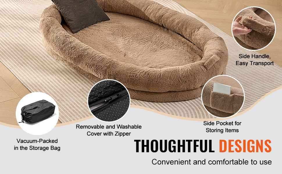 Giant Human Dog Bed - 72" Washable for Adults & Large Dogs - Purrfect Pet Haven
