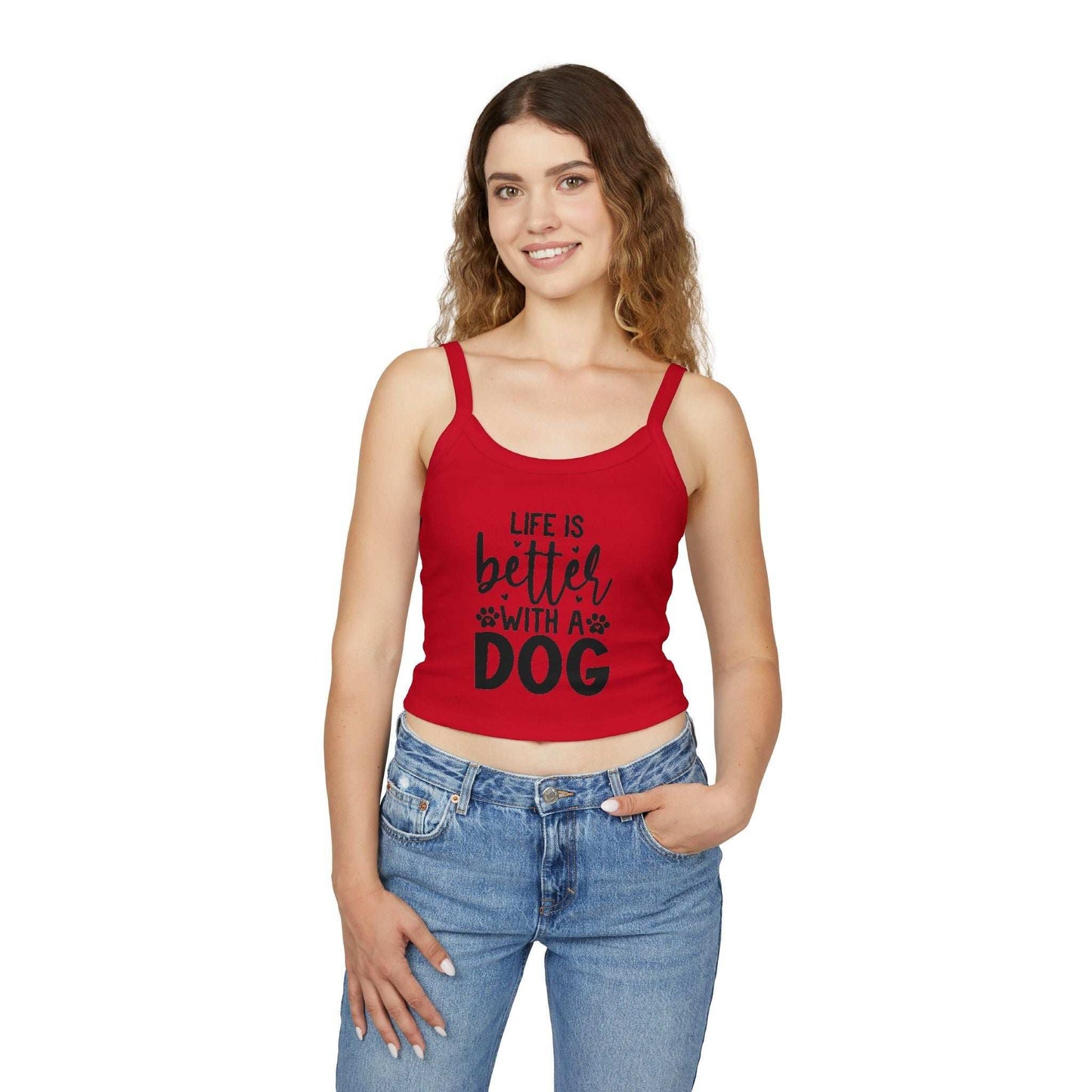 Women's Spaghetti Strap Tank Top - "Life is Better with a Dog" | Purrfect Pet Haven