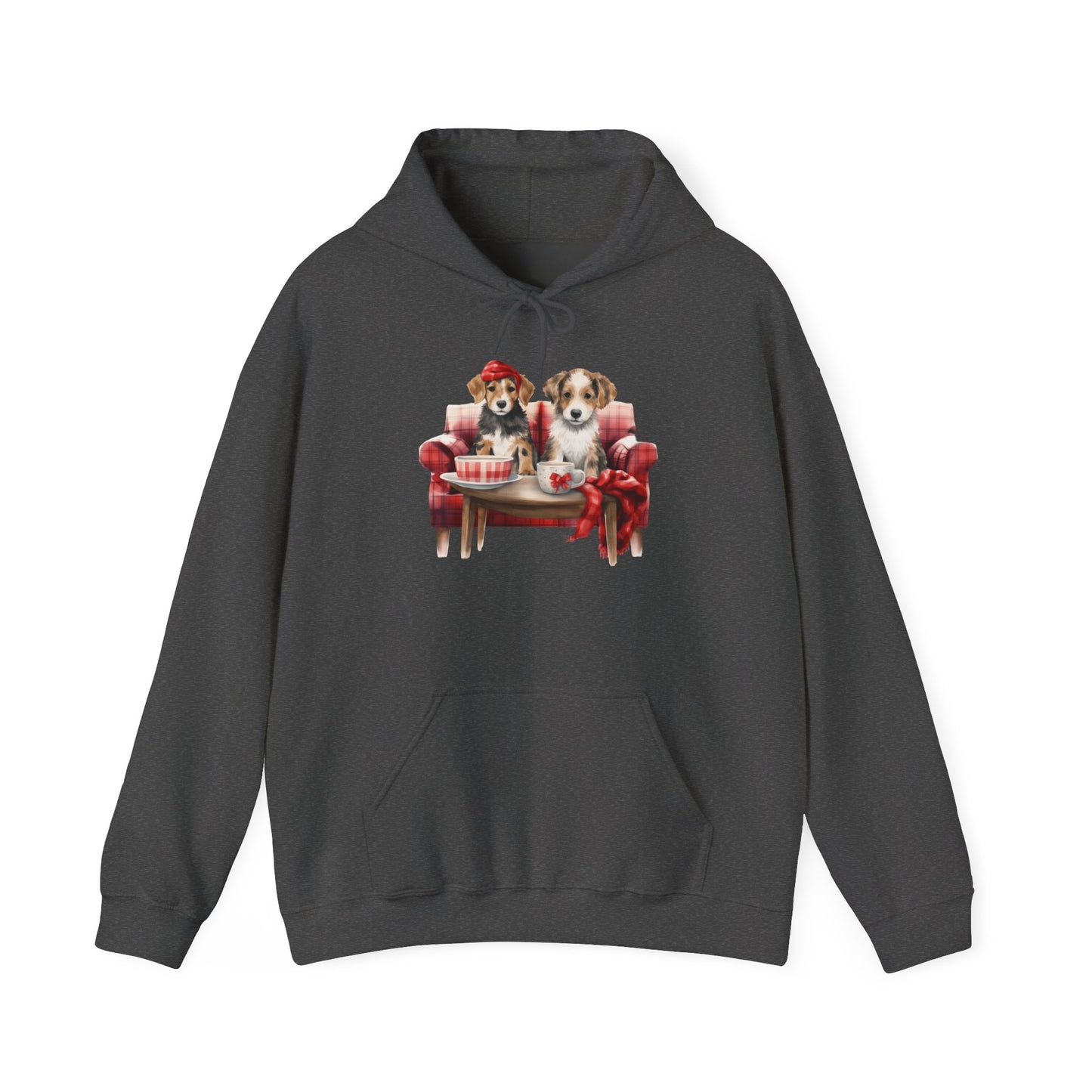 Christmas Hoodie - Festive Puppies on Sofa Design - Purrfect Pet Haven