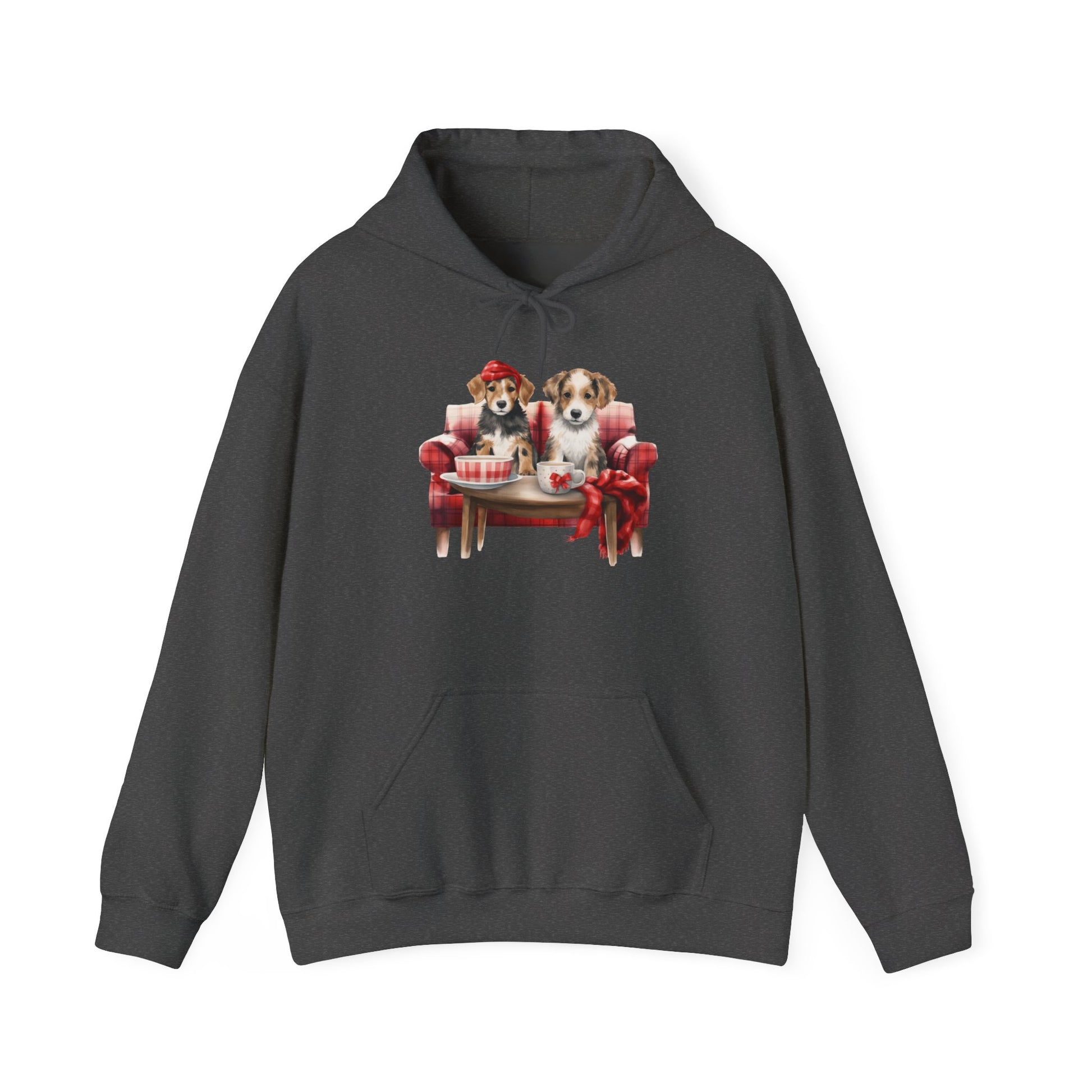 Christmas Hoodie - Festive Puppies on Sofa Design - Purrfect Pet Haven