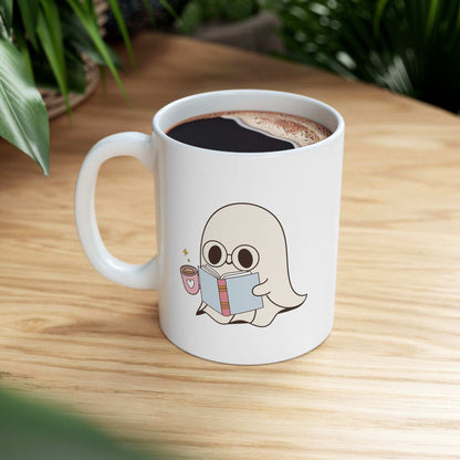 Cute Ghost Ceramic Mug | Coffee Cup for Book Lovers | Halloween Decor | Gift for Readers - Purrfect Pet Haven