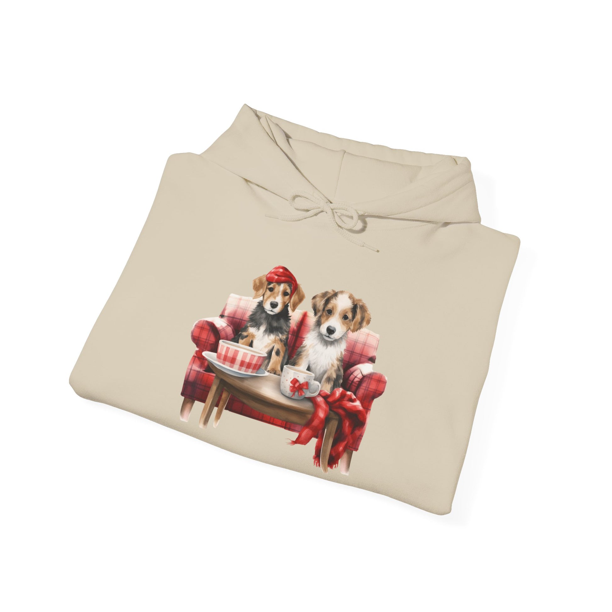 Christmas Hoodie - Festive Puppies on Sofa Design - Purrfect Pet Haven