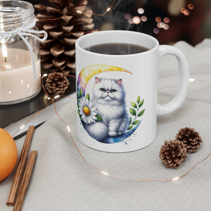 Whimsical Floral Cat Ceramic Mug - 11oz & 15oz - Purrfect Pet Haven