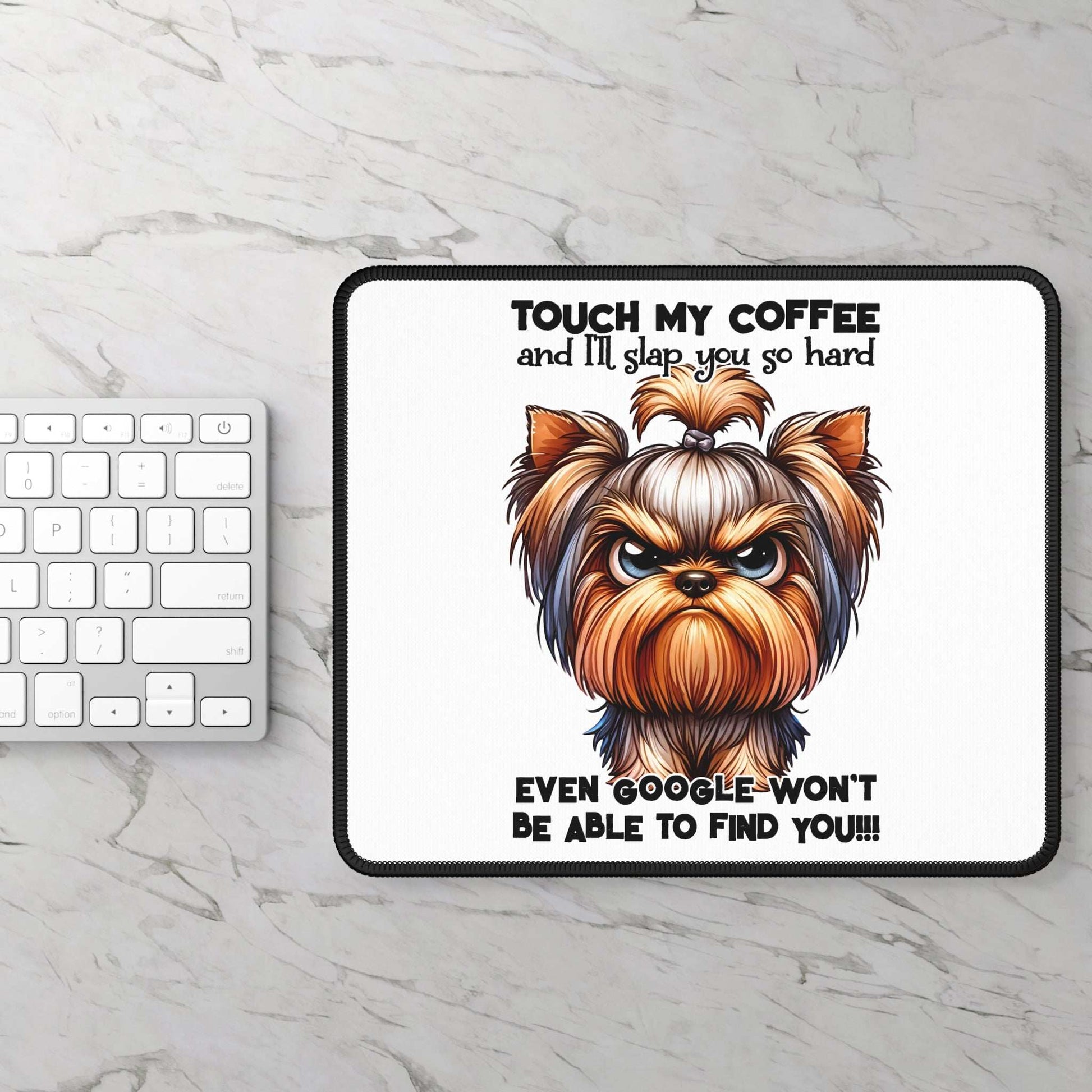 Funny Coffee-Themed Gaming Mouse Pad - Touch My Coffee & I'll Slap You - Purrfect Pet Haven