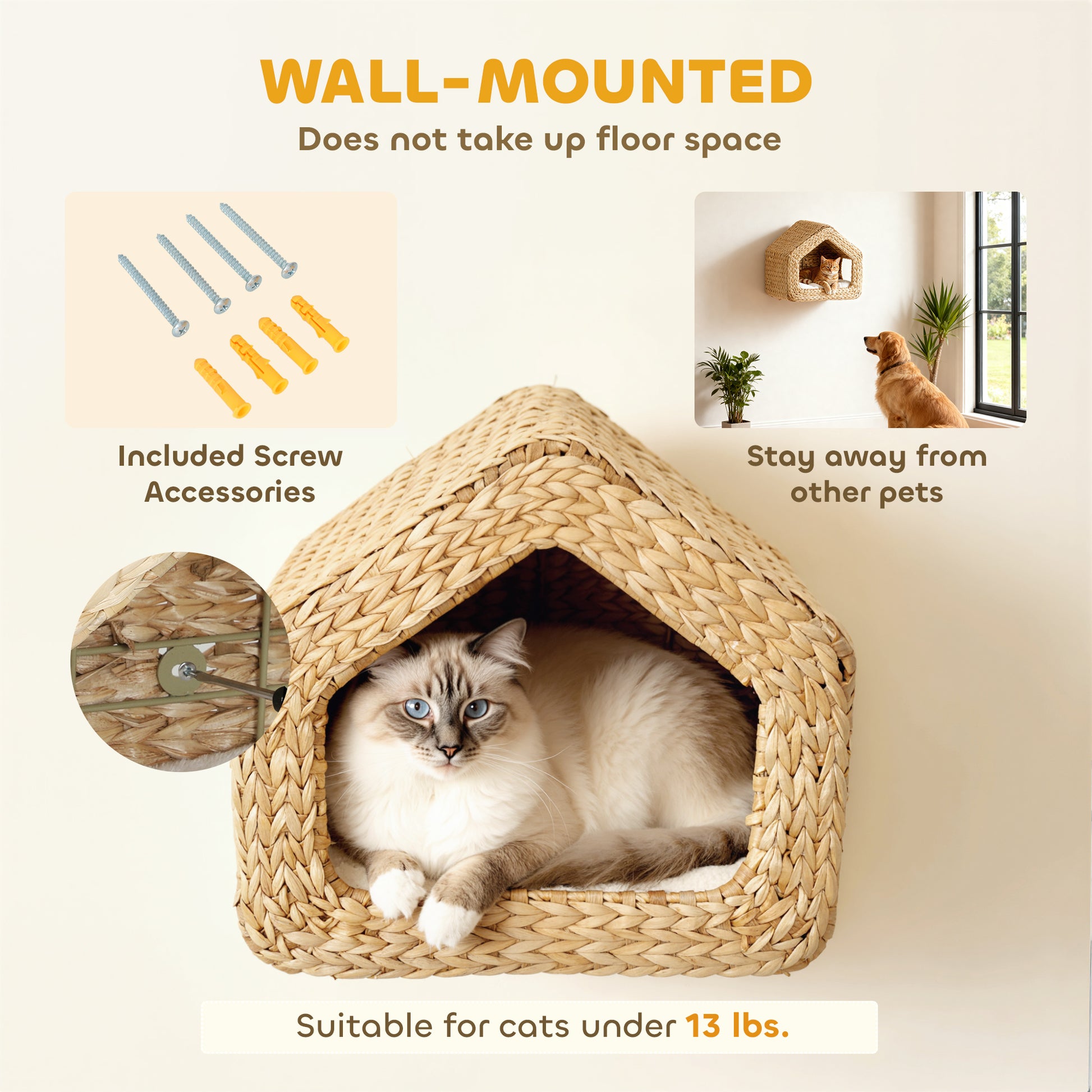 Seagrass Sky Pod - Wall Mounted Cat Hideaway - Purrfect Pet Haven