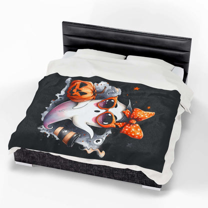 Halloween Ghost Velvet Plush Blanket - Luxury Fall Throw - Purrfect Pet Haven
