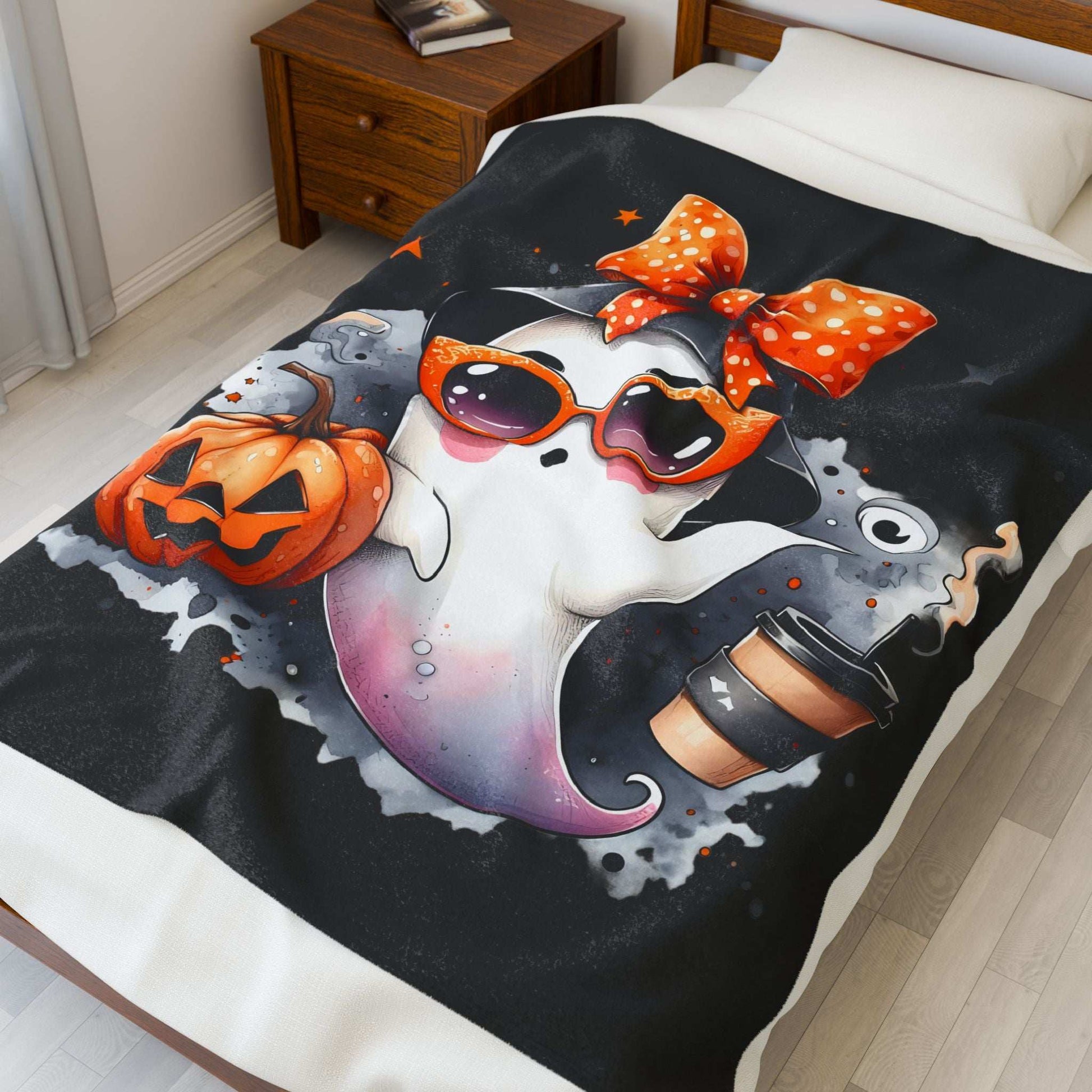 Halloween Ghost Velvet Plush Blanket - Luxury Fall Throw - Purrfect Pet Haven