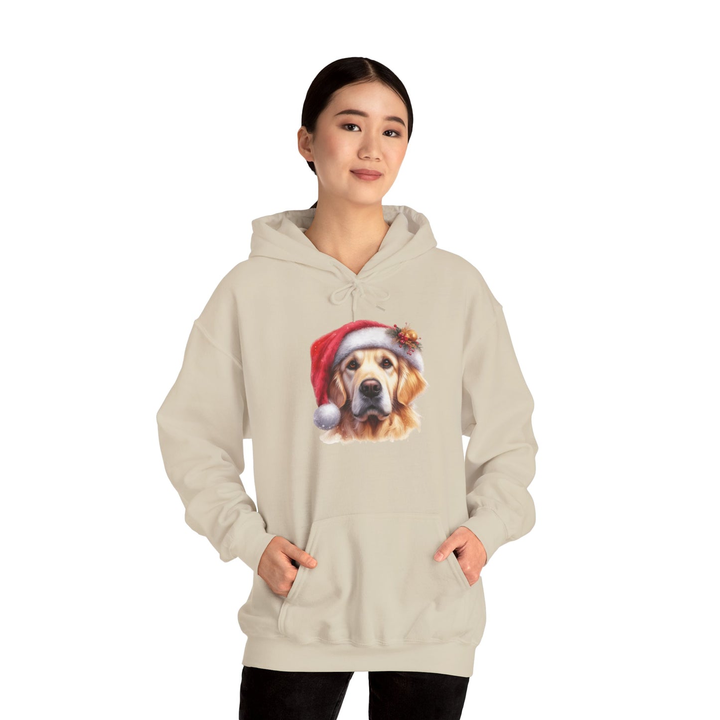 Christmas Hoodie - Golden Retriever in Santa Hat - Purrfect Pet Haven