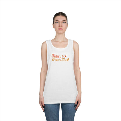 Cute Pet Lover Tank Top, Stay Pawsitive Tank, Funny Dog Lover Shirt - Purrfect Pet Haven