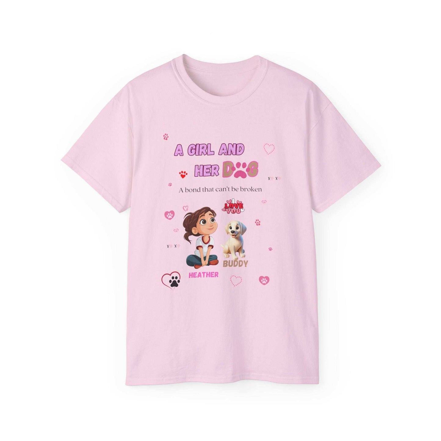 Girl and Her Dog Unisex Tee | Cute Pet Lover Shirt | Personalized Gift - Purrfect Pet Haven