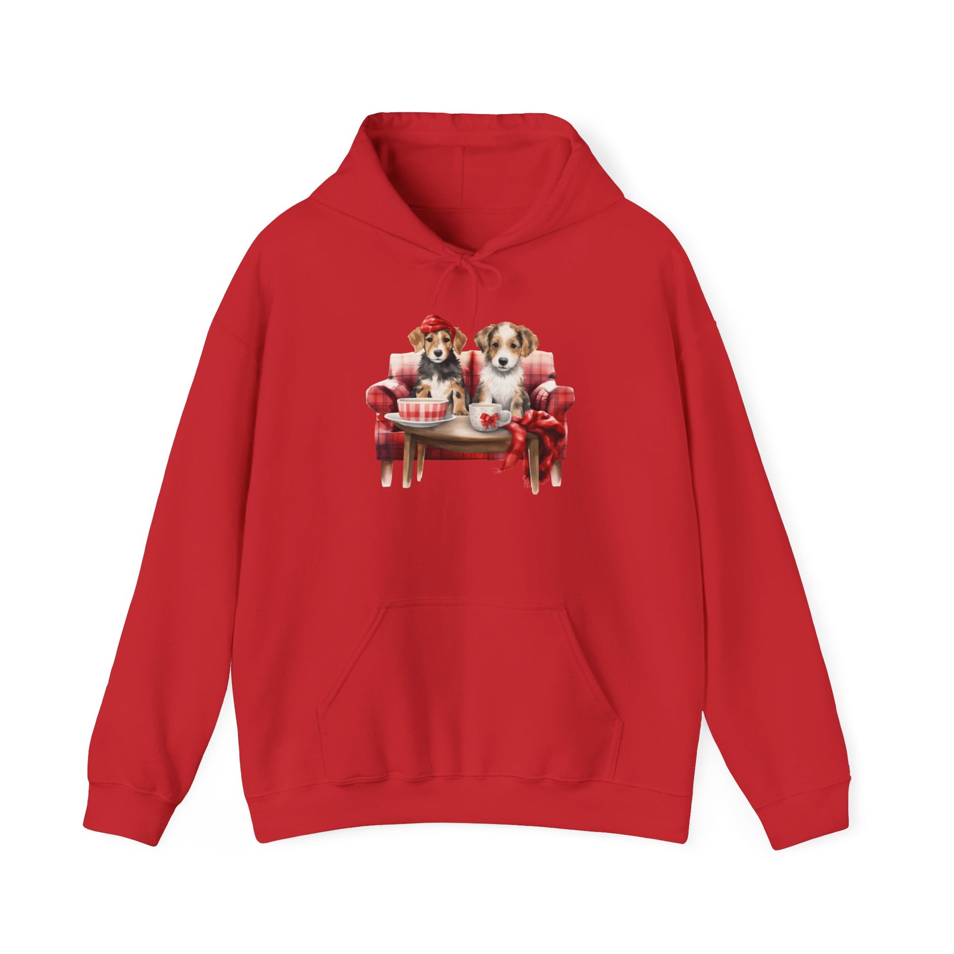 Christmas Hoodie - Festive Puppies on Sofa Design - Purrfect Pet Haven