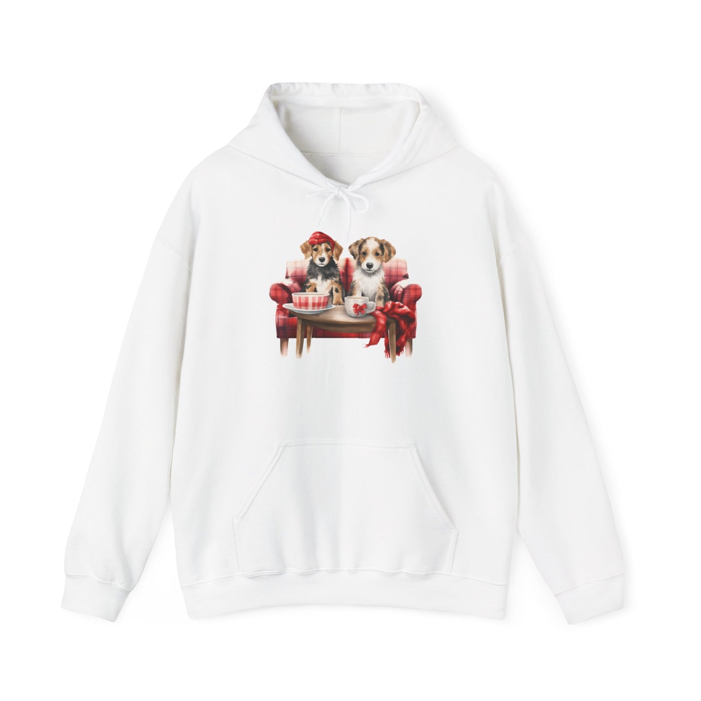 Christmas Hoodie - Festive Puppies on Sofa Design - Purrfect Pet Haven