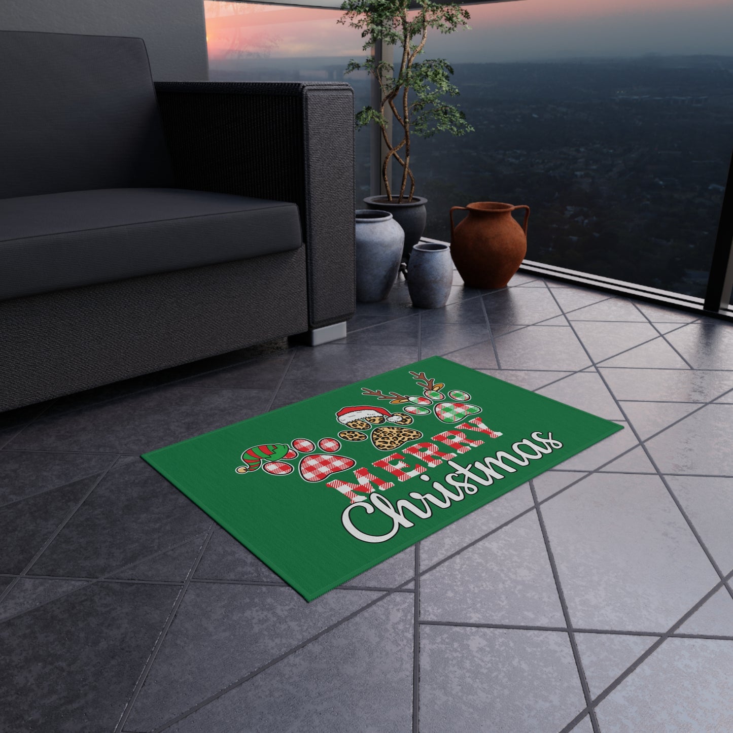 Christmas Pet Doormat - Merry Christmas Paw Print - Purrfect Pet Haven