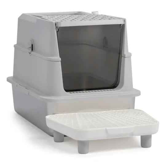 Stainless Steel Cat Litter Box, Covered Extra Large Cat Litter Box Enclosure, Metal Kitty Litter Boxes With Lid, Litter Scoop, And Filter Pedal, Anti-Leakage, Non-Stick, Easy To Clean
