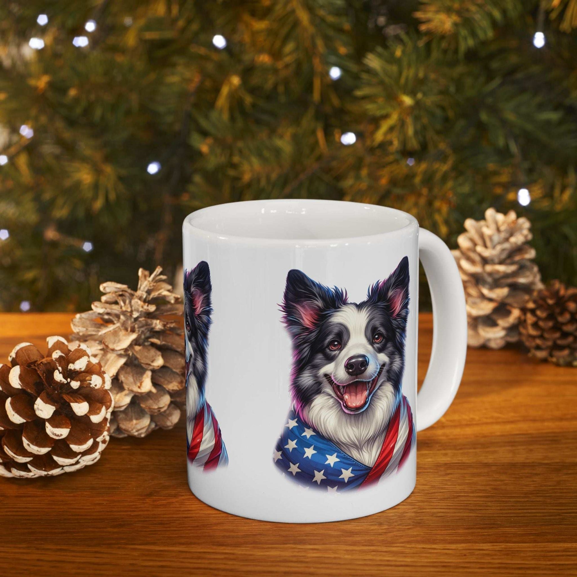 Border Collie Patriotic Dog Ceramic Mug - 11oz & 15oz | Purrfect Pet Haven