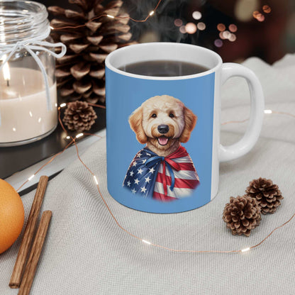 Patriotic Goldendoodle Dog Ceramic Mug - 11oz & 15oz - Purrfect Pet Haven