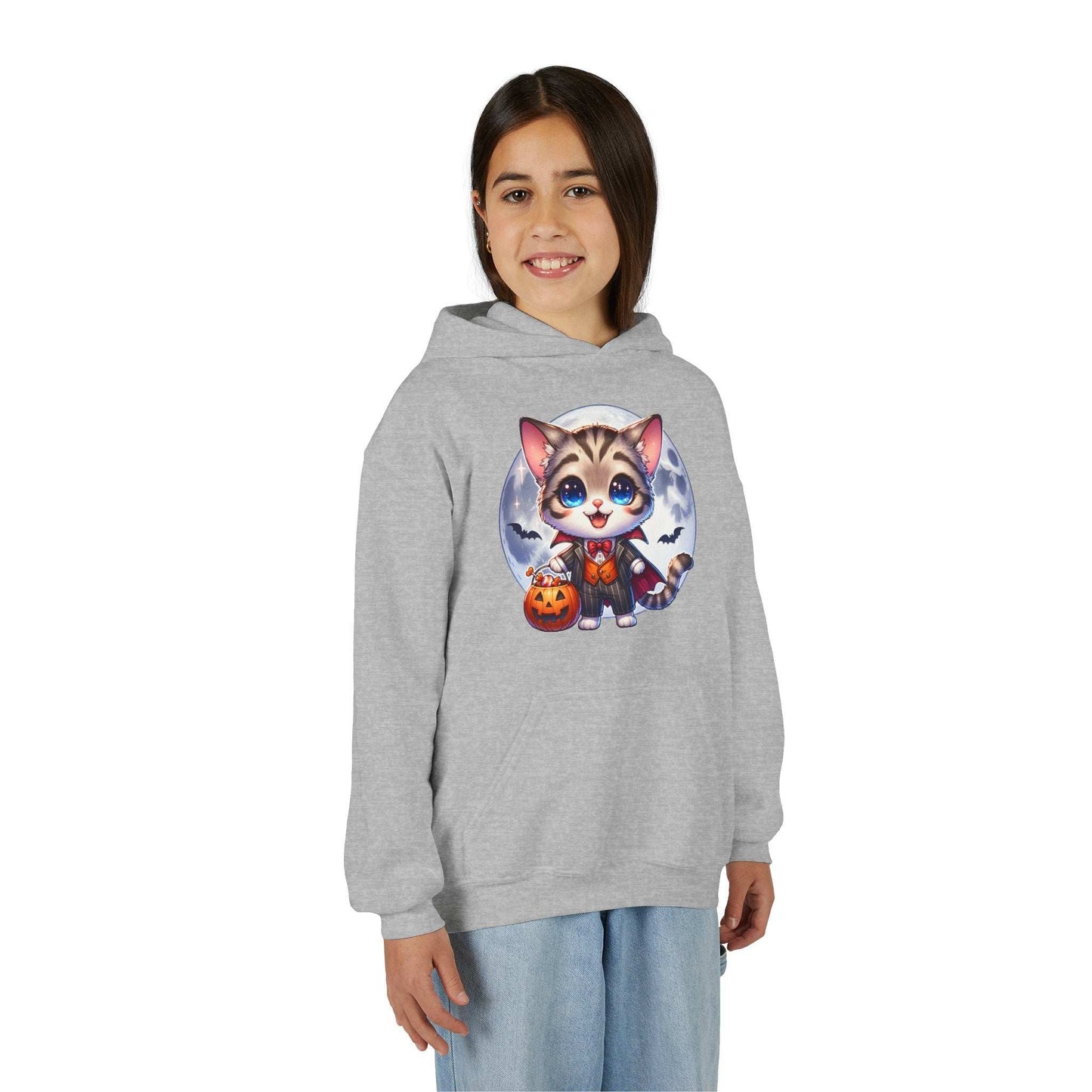 Adorable Cat Halloween Hoodie - Youth Spooky Season Sweatshirt - Purrfect Pet Haven