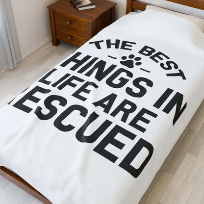 Inspirational Pet Best Rescue - Velveteen Plush Blanket - Purrfect Pet Haven