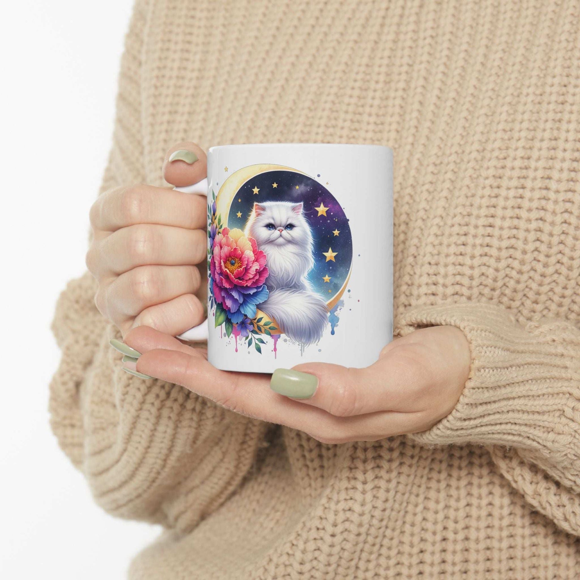 Whimsical Floral Cat Ceramic Mug - 11oz & 15oz - Purrfect Pet Haven