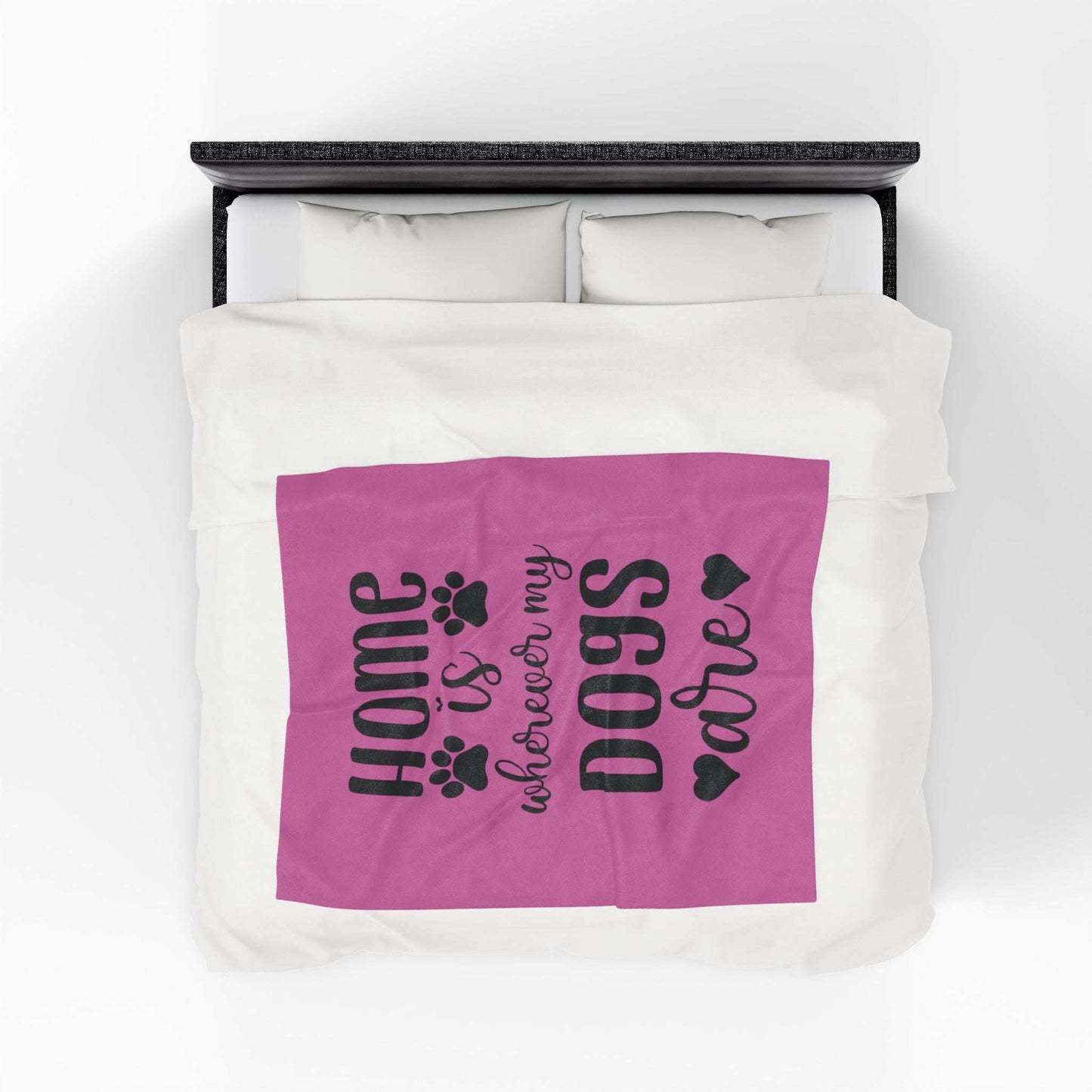 Cozy Pet Lover's Blanket - "Home is Wherever My Dogs Are" - Velveteen Plush - Purrfect Pet Haven