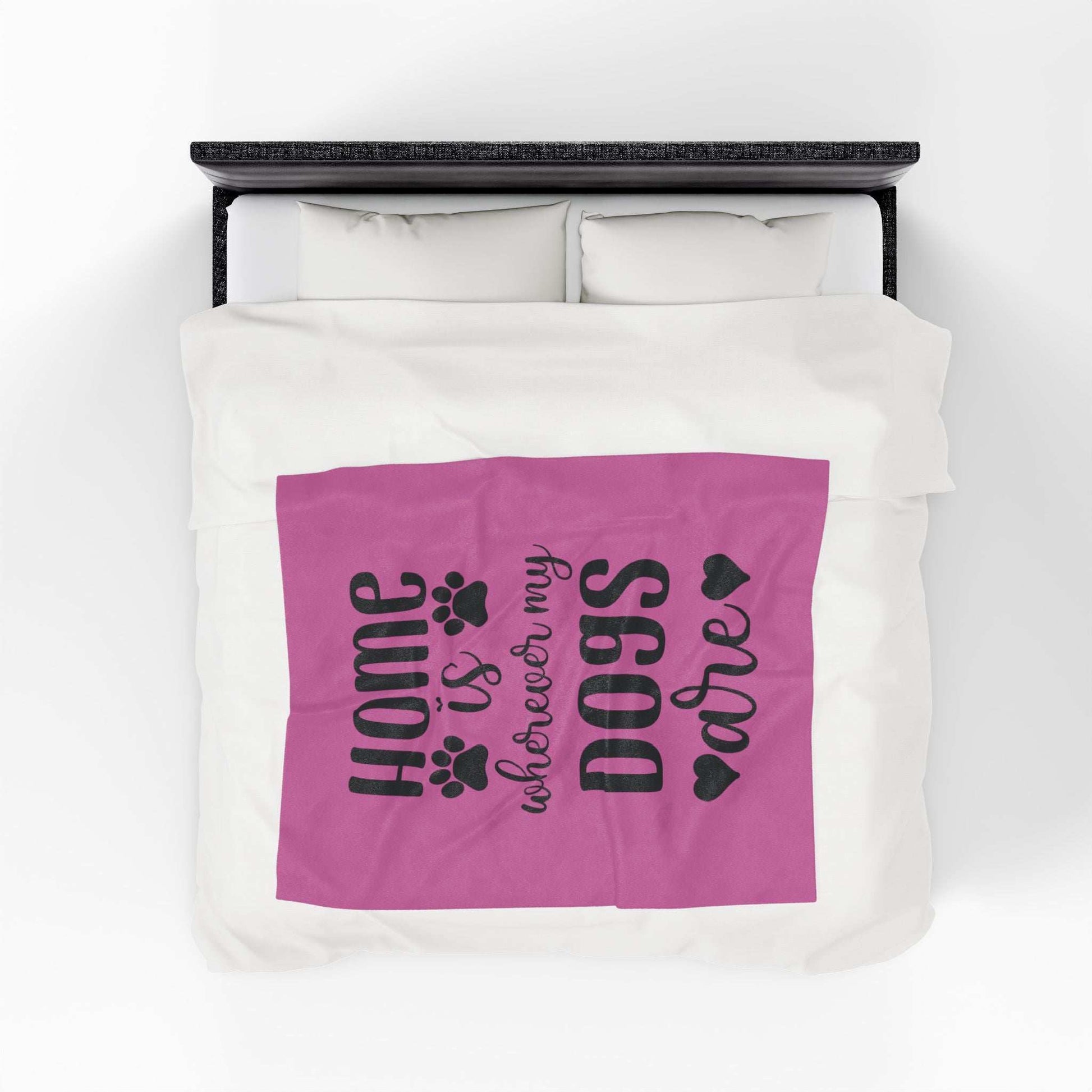 Cozy Pet Lover's Blanket - "Home is Wherever My Dogs Are" - Velveteen Plush - Purrfect Pet Haven
