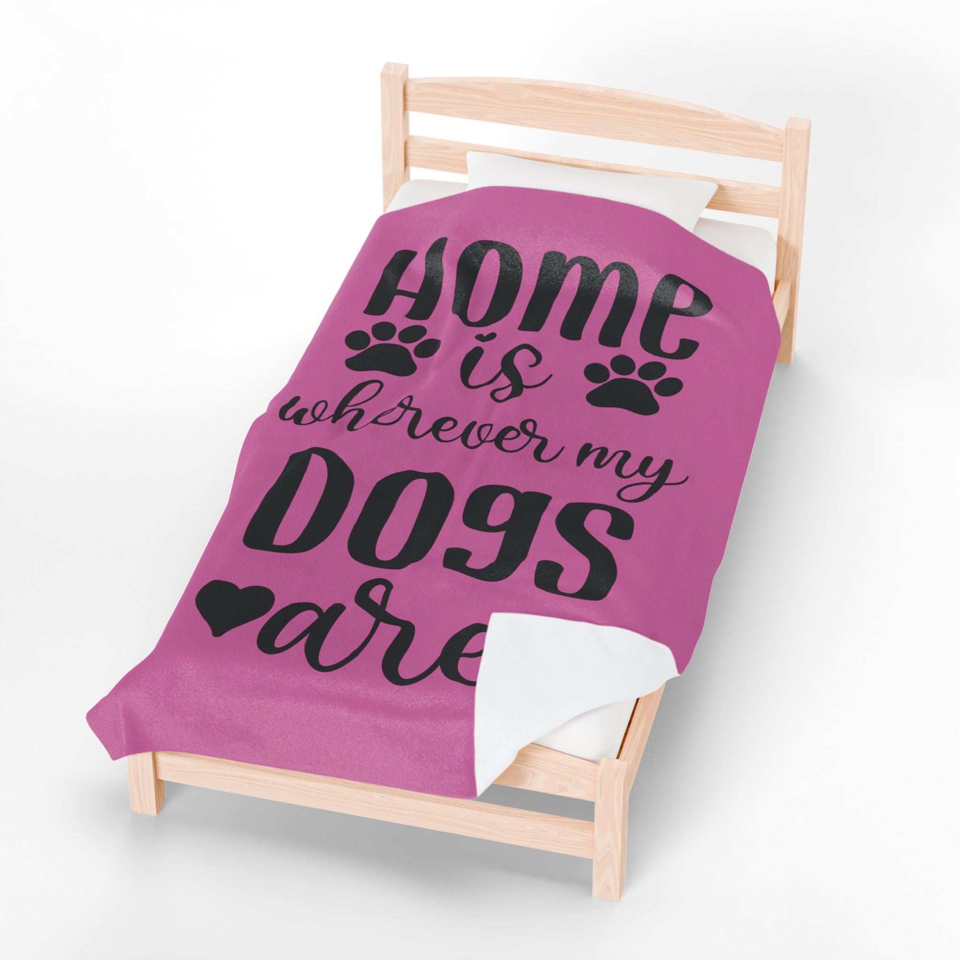 Cozy Pet Lover's Blanket - "Home is Wherever My Dogs Are" - Velveteen Plush - Purrfect Pet Haven