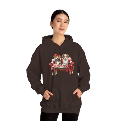 Christmas Hoodie - Festive Puppies on Sofa Design - Purrfect Pet Haven