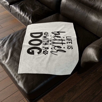 Dog Lover's Soft Polyester Blanket - 'Life is Better with a Dog' - Purrfect Pet Haven