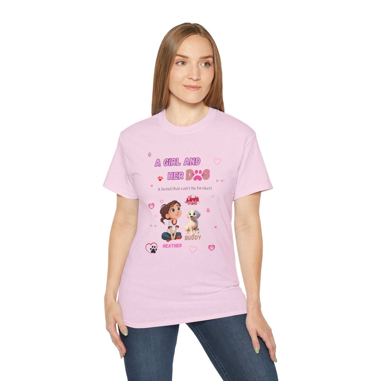 Girl and Her Dog Unisex Tee | Cute Pet Lover Shirt | Personalized Gift - Purrfect Pet Haven