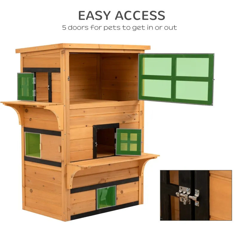 Outdoor Cat House - 3-Tier Shelter with 5 Escape Doors - Purrfect Pet Haven