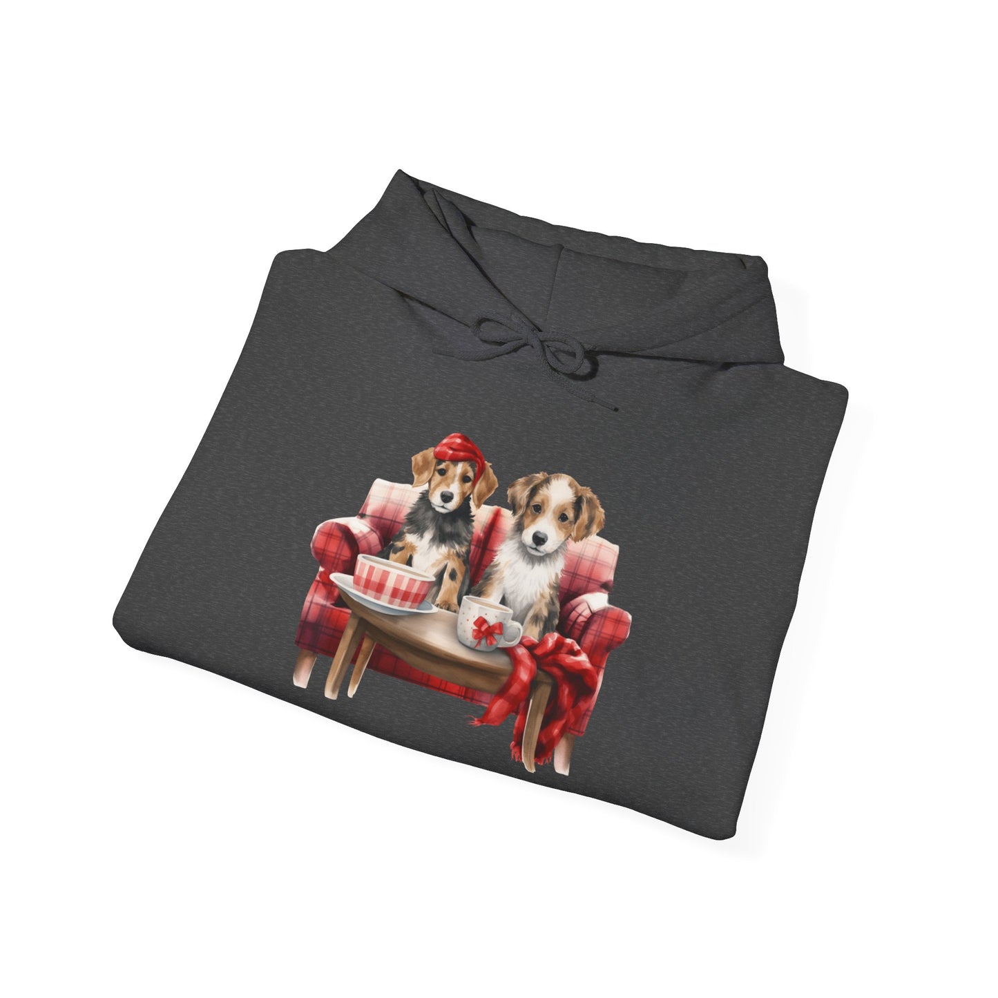 Christmas Hoodie - Festive Puppies on Sofa Design - Purrfect Pet Haven