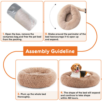 Pet Bed - Round Fluffy Plush for Dogs & Cats - Purrfect Pet Haven